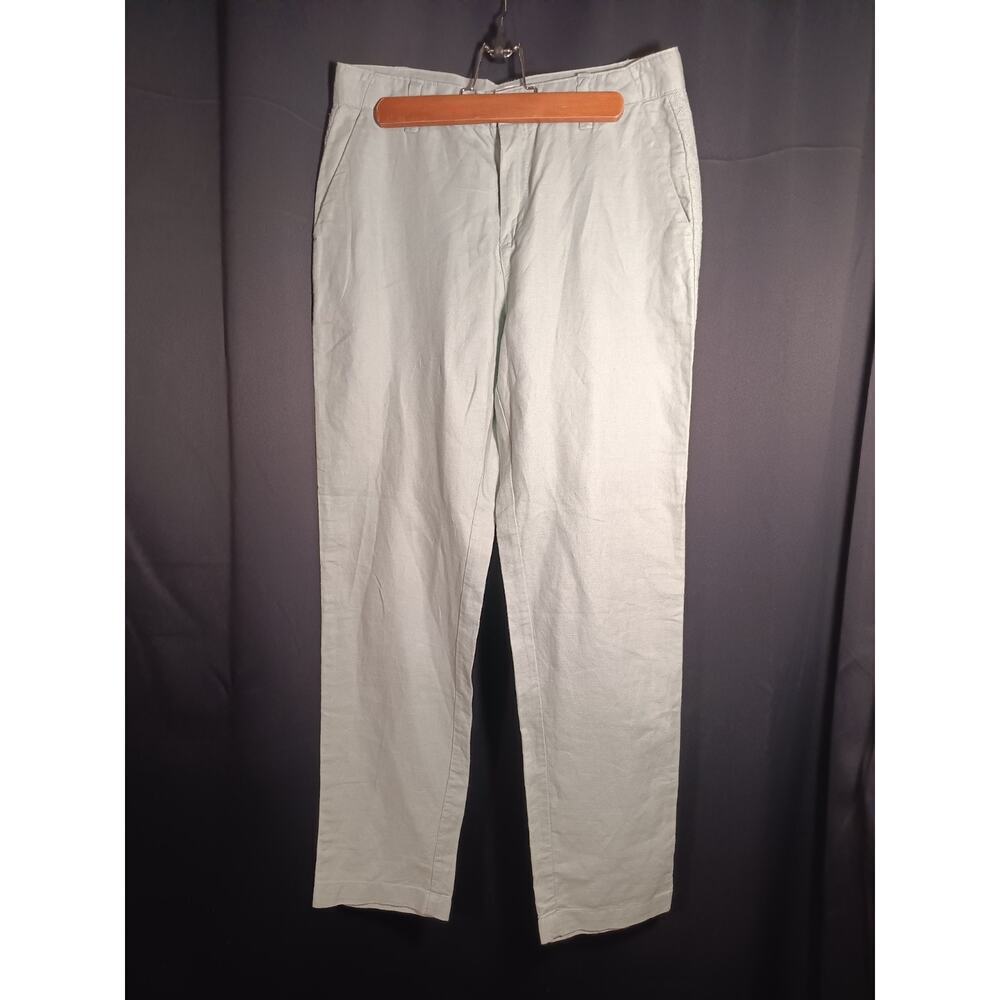 GAP Women’s 2 Regular Girlfriend Chino Pants Sage Green Linen Cotton Mid Rise - Picture 2 of 9